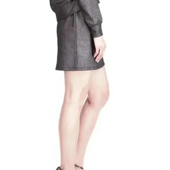 MICHAEL KORS  HEATHERED BUTTON-TRIM BLACKSILVER SHIMMER MINI SKIRT - Picture 4 of 5